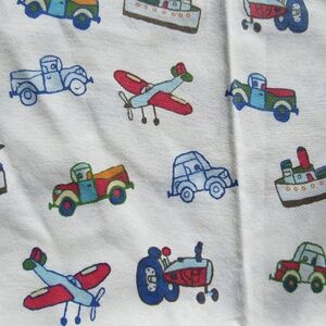 Pottery Barn Planes Trains Automobiles Trucks Sheet Set Flat Fitted Pillow Case